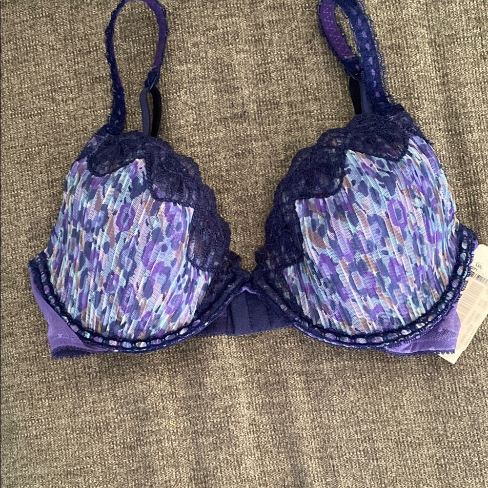 Elegant Blue and Purple Lace Bra